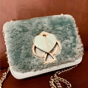 Kate Spade Blue Faux Fur Nicola Twistlock Crossbody Bag